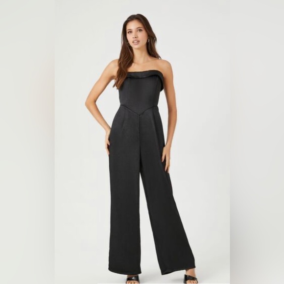 NWT Satin Foldover Strapless Jumpsuit - Picture 5 of 6